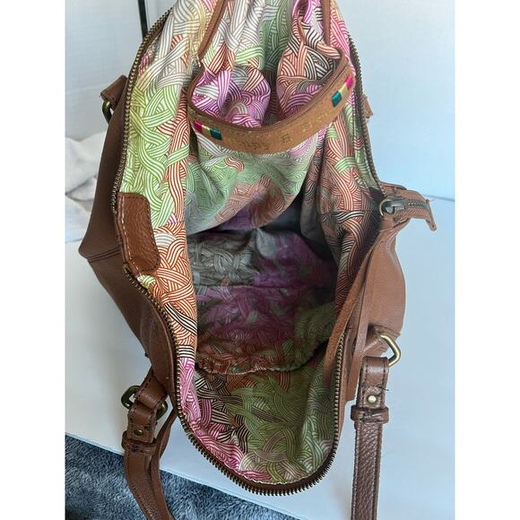 THE SAK HAPPY AND FREE LARGE COGNAC BROWN PEBBLED LEATHER SHOULDER TOTE BAG - Picture 6 of 10